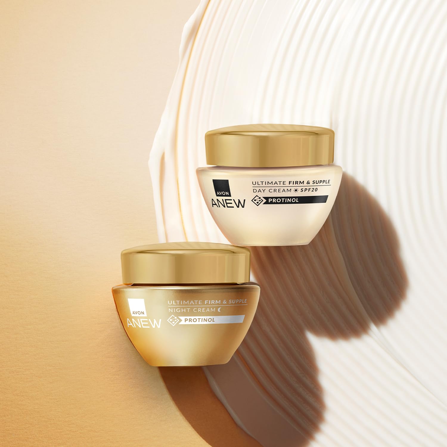 AVON Anew Ultimate Firm and Supple Day Cream SPF20 pump demonstrates easy, smooth application