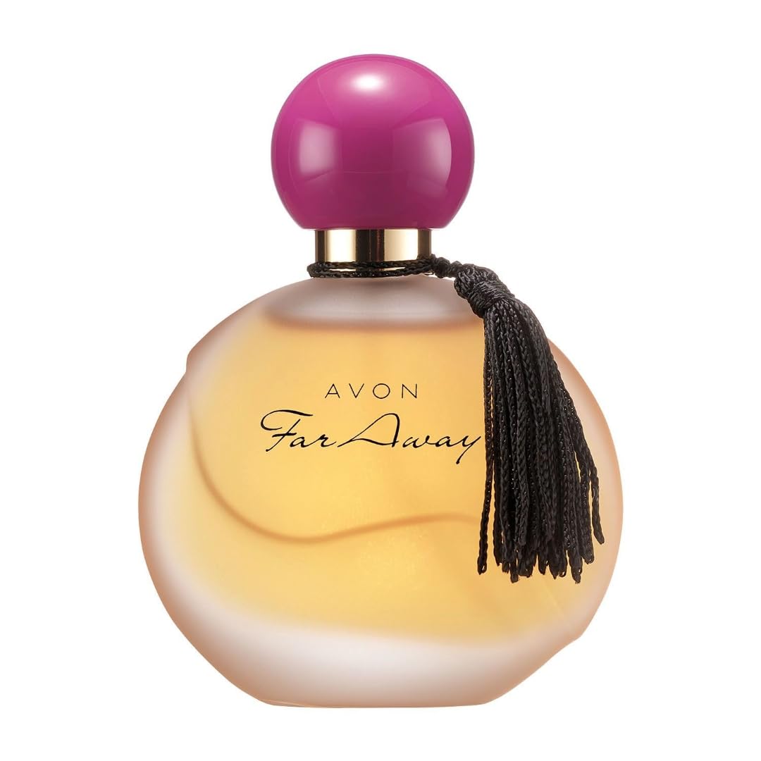 AVON Far Away bottle close-up highlights timeless allure for daily wear.
