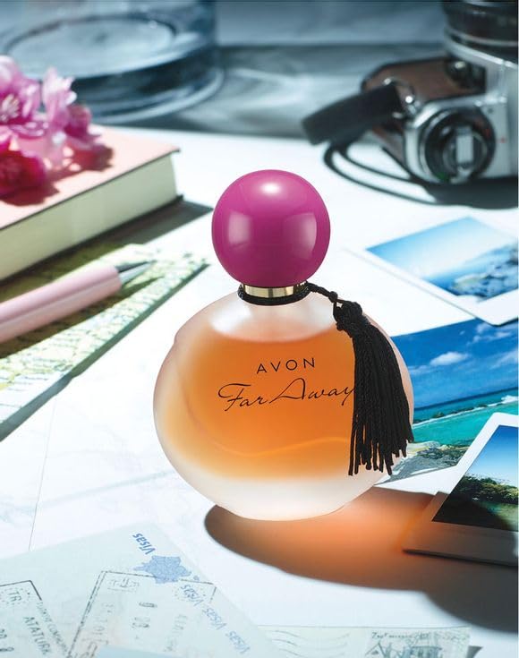 AVON Far Away top notes of freesia create a bright opening.