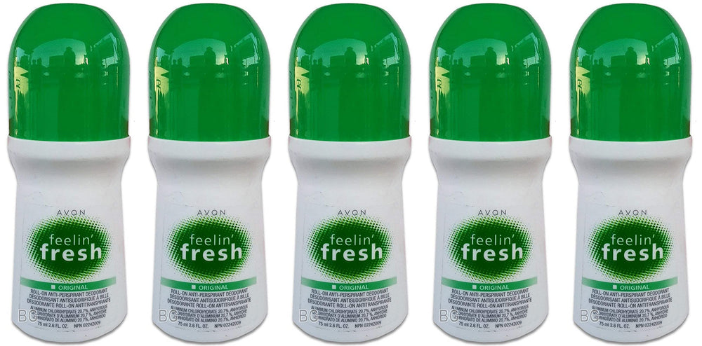 AVON Feelin Fresh deodorant stick 5-pack for all-day odor control.