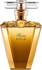 AVON Rare Gold bottle front showcases timeless elegance for daily wear.