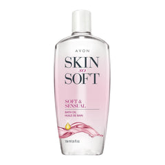 AVON Skin So Soft bonus-size bath oil bottle provides long-lasting hydration for soft skin.