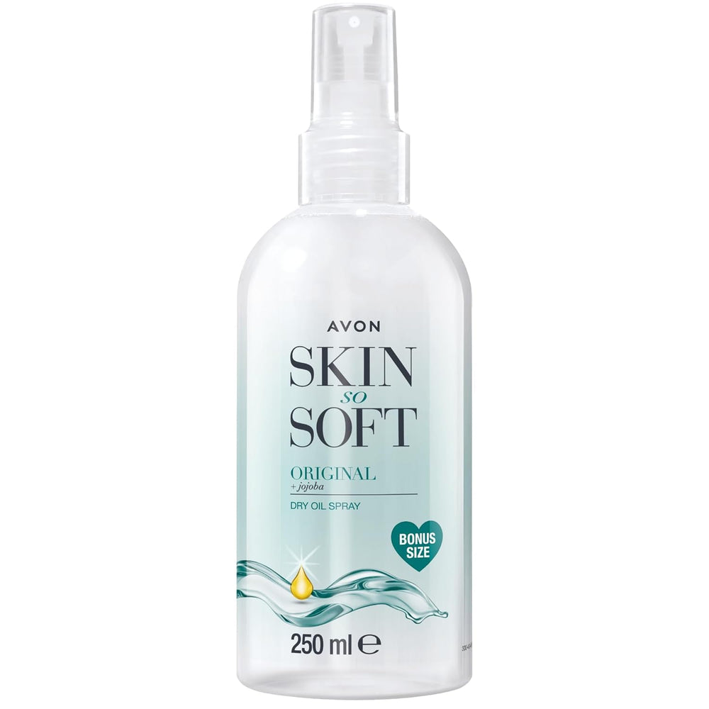 AVON SKIN SO SOFT, botella de spray 250 ml, hidrata la piel con aceite ligero.