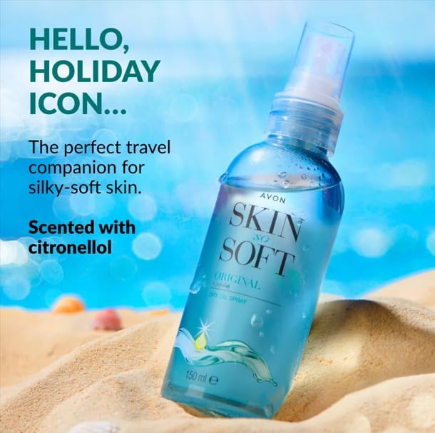 AVON Skin So Soft Original Dry Oil Spray double-pack display showing value.
