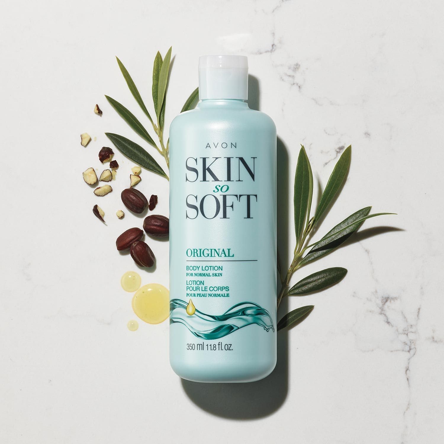 AVON Skin So Soft Original with jojoba oil for lasting skin hydration.