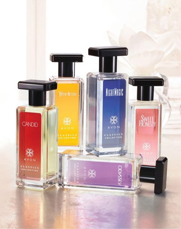 AVON Sweet Honesty bottle side view highlighting sleek design.