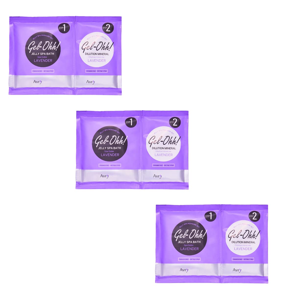 AVRYBEAUTY Gel-ohh gelatina para baño lavanda, relajante y humectante para pies.