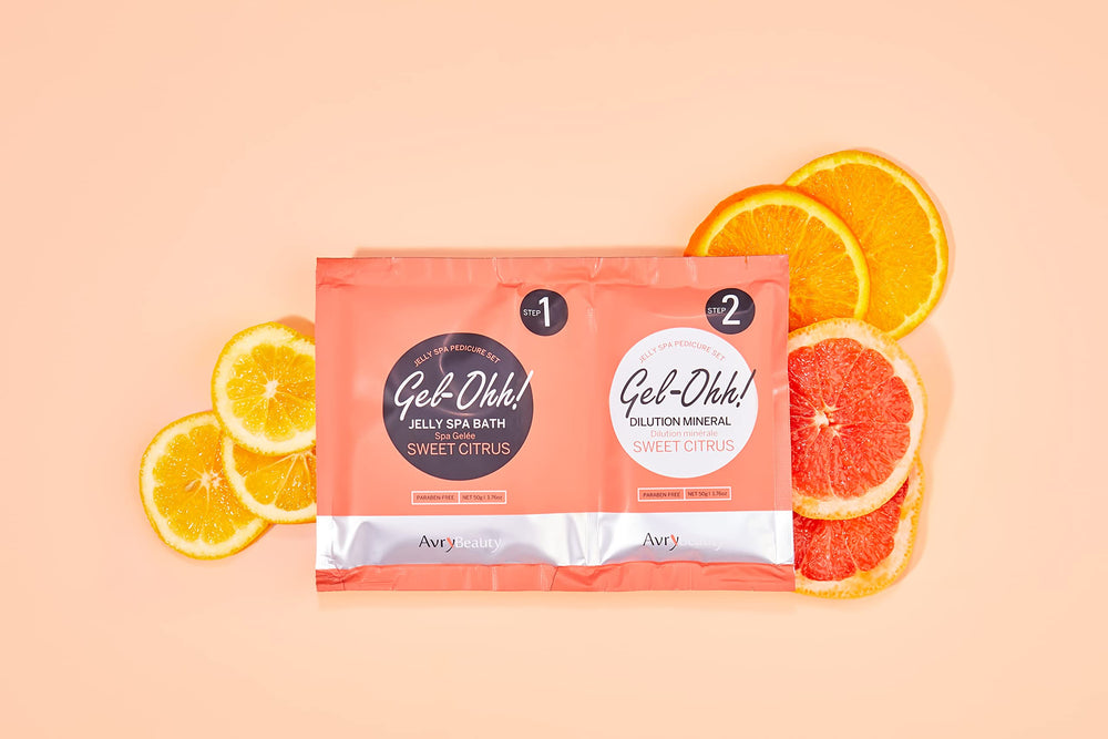 AVRYBEAUTY Gel-Ohh Jelly Spa Pedicure cítrico: vitamina C para brillo y protección.