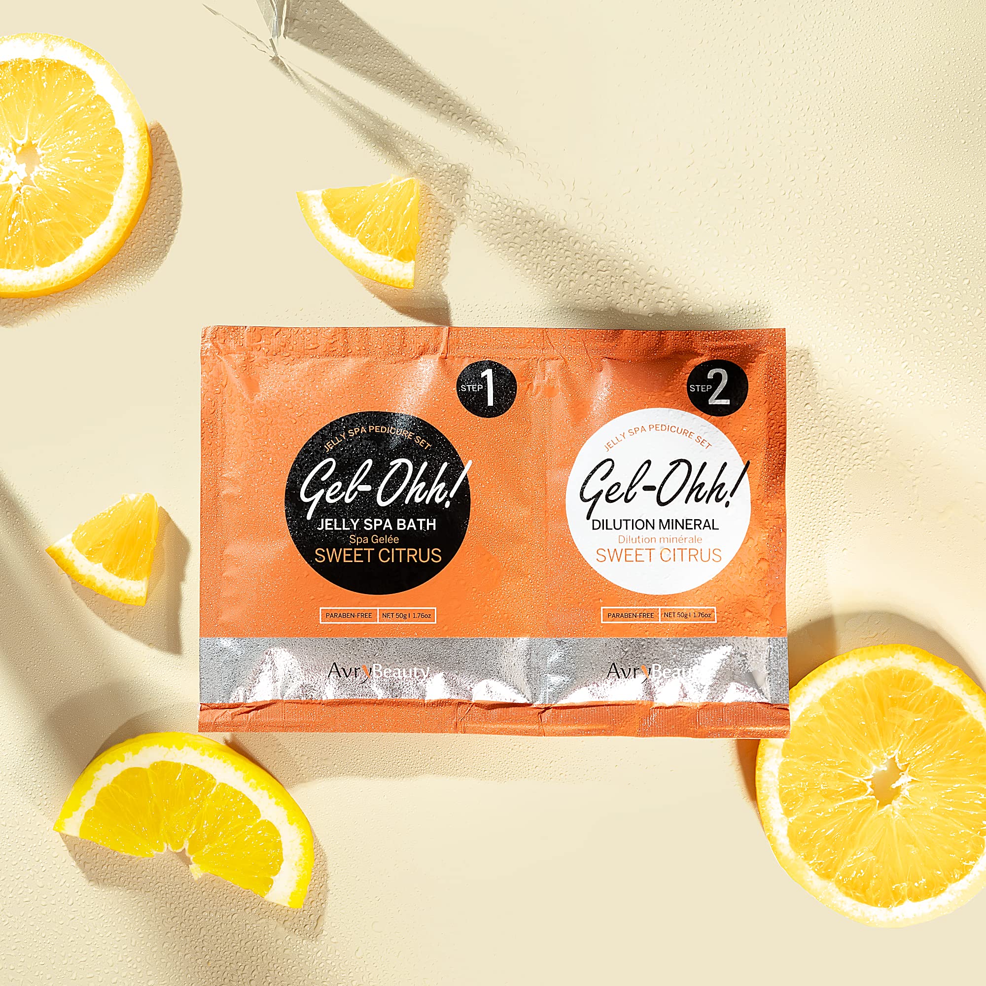 AVRYBEAUTY Gel-Ohh Jelly Spa Pedicure dos etapas: retiene calor y suaviza la piel.