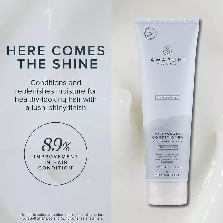 Awapuhi Wild Ginger HydraSoft Conditioner is applied to hair for hydration and soft shine.