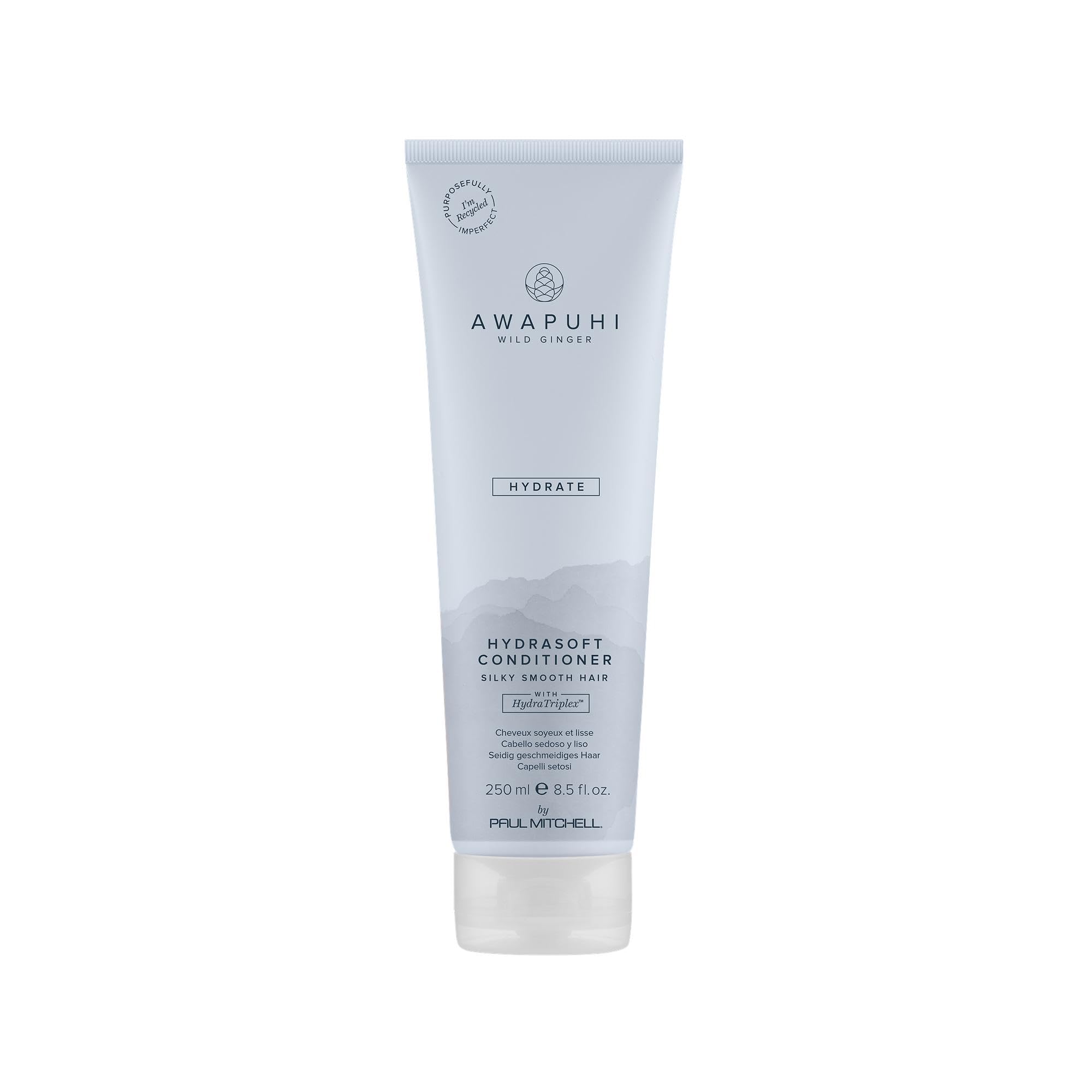 Awapuhi Wild Ginger HydraSoft Conditioner bottle shows rich moisturizing formula for silky hair.