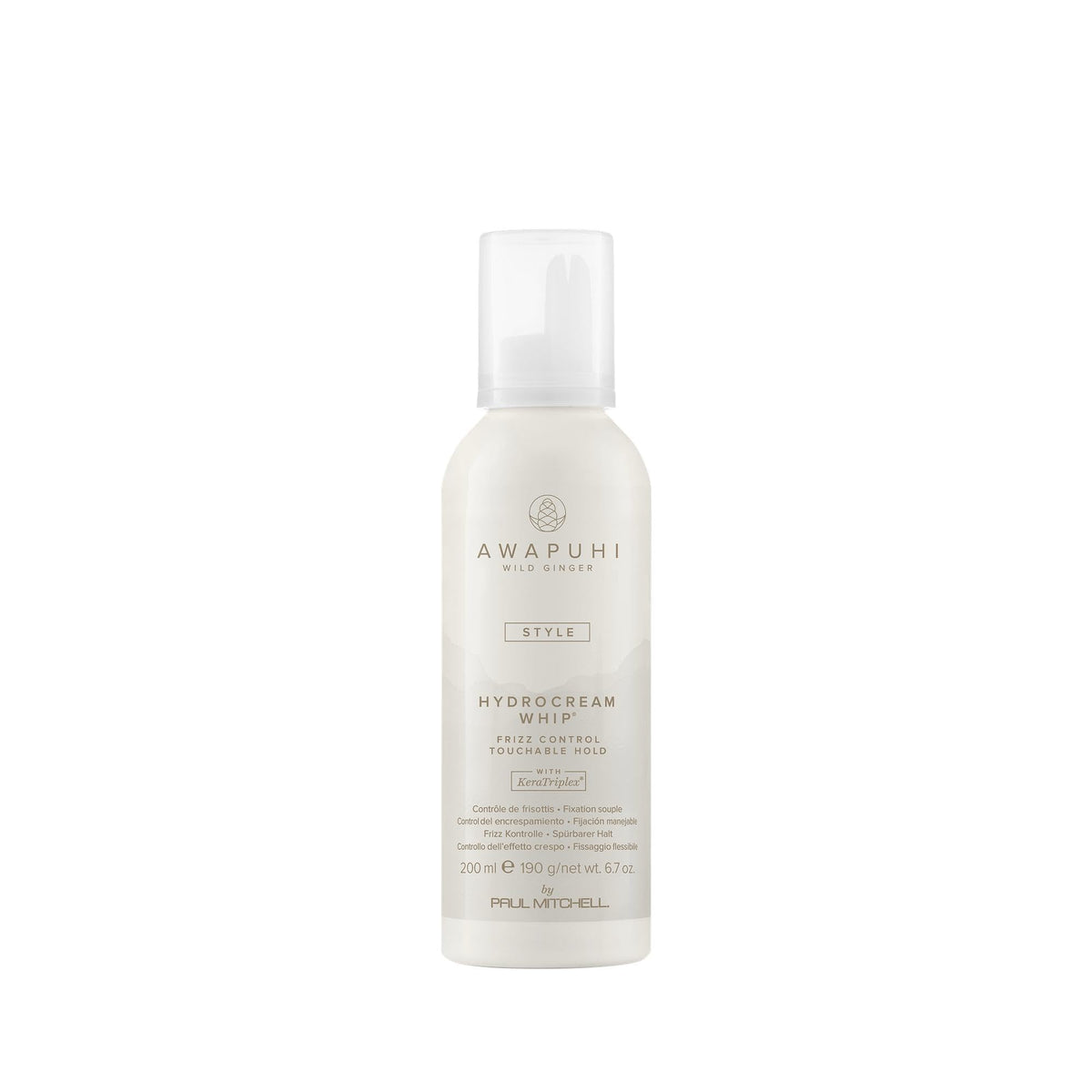 Awapuhi Wild Ginger HydroCream Whip Mousse bottle—frizz control for all hair types.