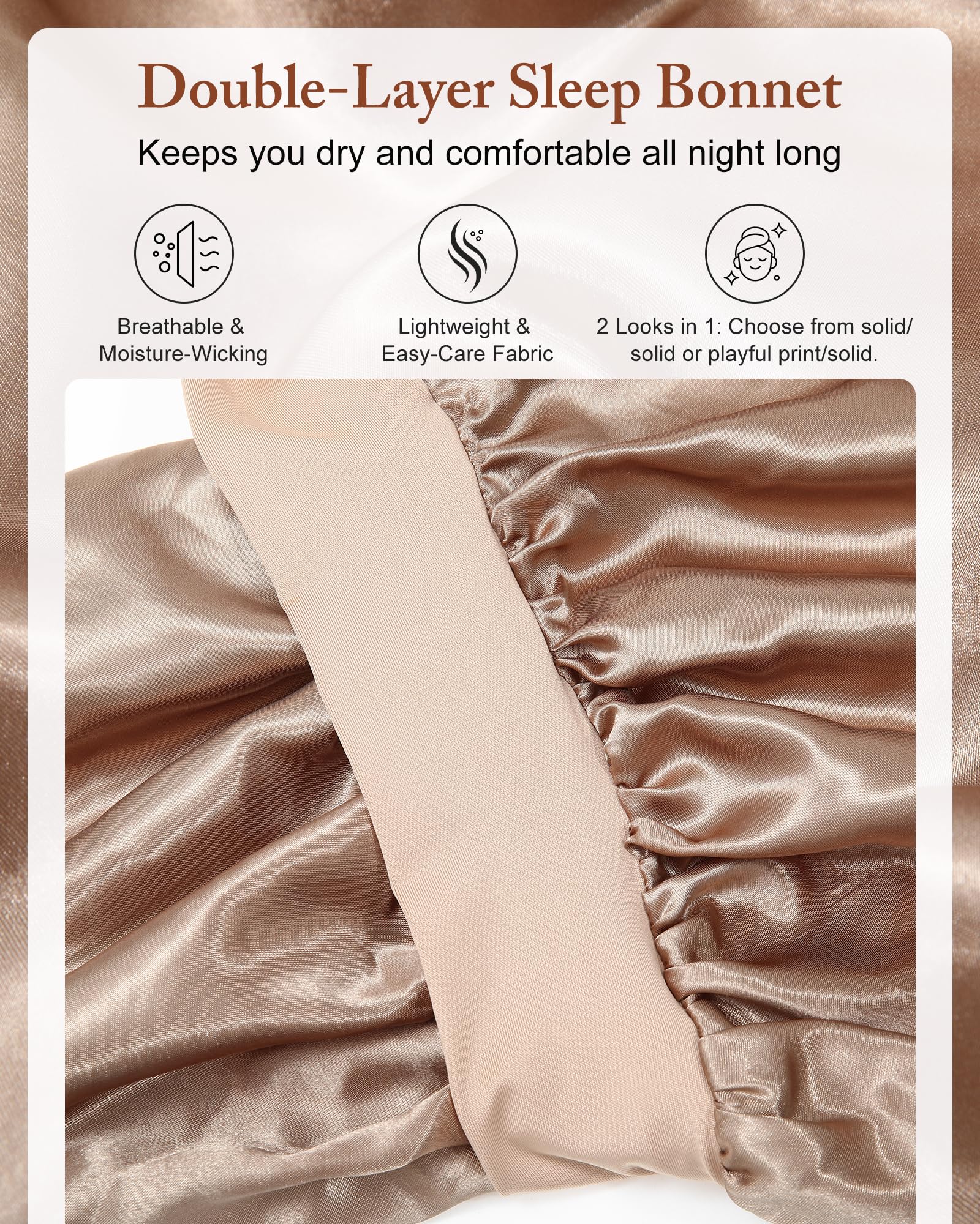 AWAYTR bonete satin para cabello largo mantiene trenzas y rizos protegidos