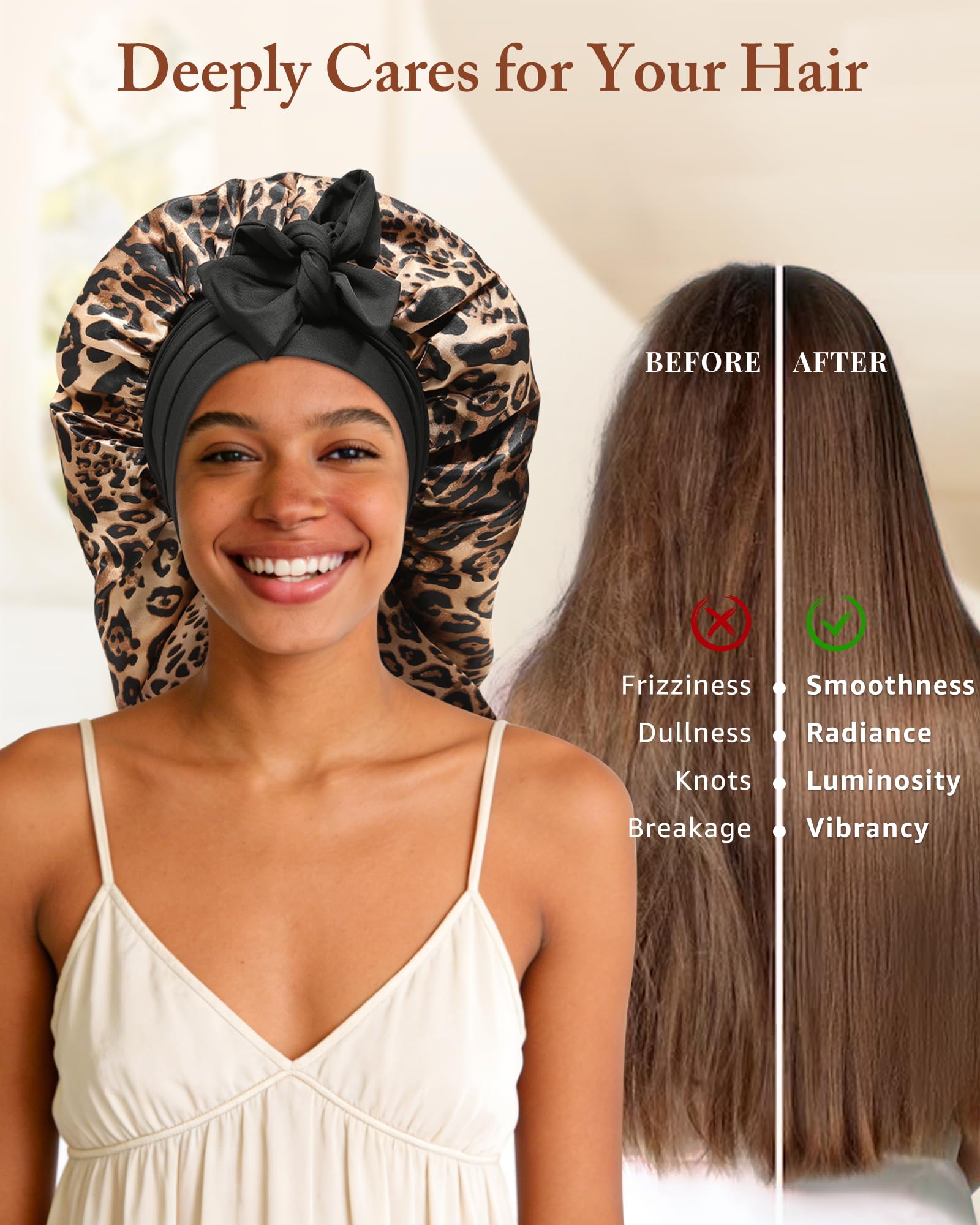 AWAYTR bonete satén para cabello rizado, ideal para mechones y trenzas