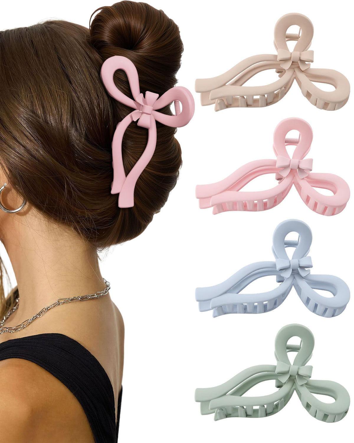 AWAYTR lazo cabello grande rosa; sensación suave y sujeción elegante para looks diarios.