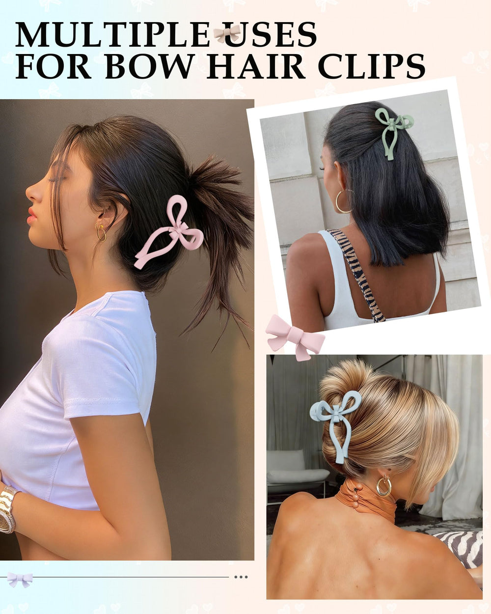 AWAYTR pinza lazo cabello grande; uso diario para moños o coletas rápidas.