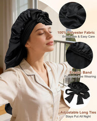 AWAYTR satin bonnet with elastic band ensures a secure, comfortable fit.