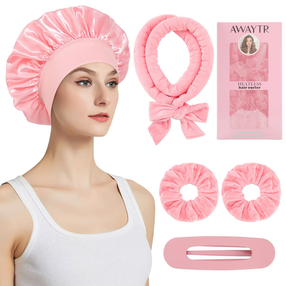 AWAYTR Velvet Curler Set overview image for gentle overnight curls.