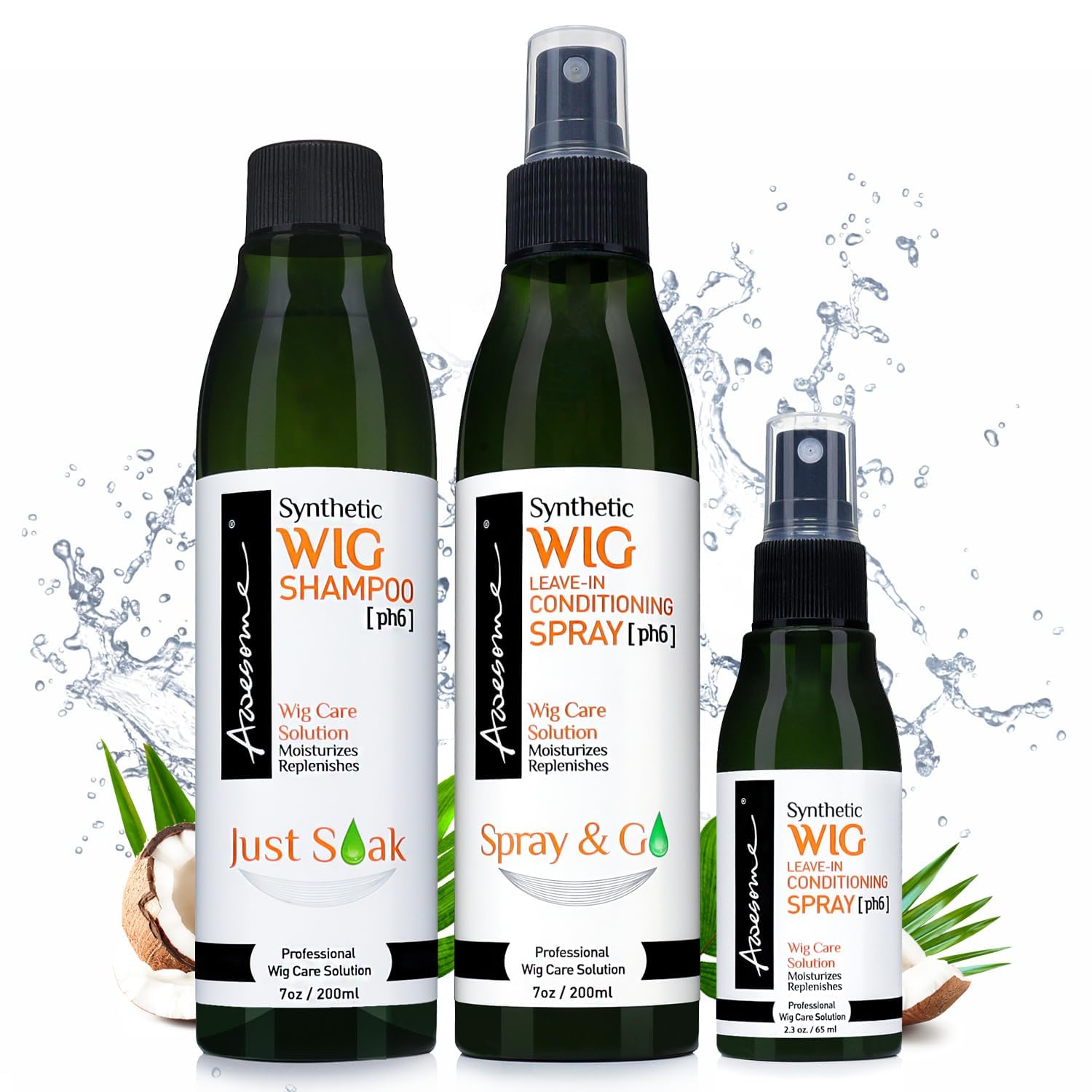 Awesome synthetic wig shampoo bottle demonstrates gentle cleansing and detangling.