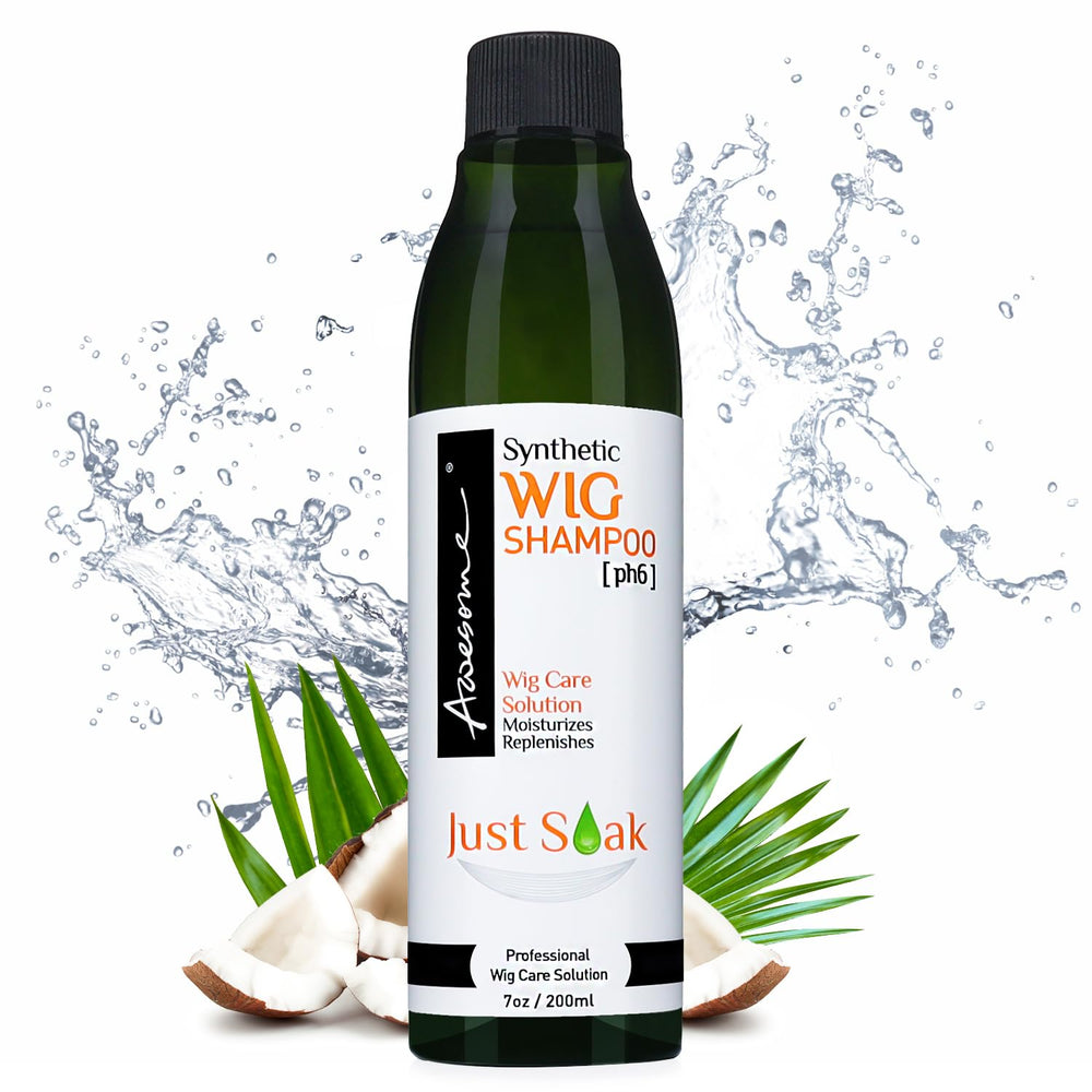 Awesome Synthetic Wig Shampoo pour scene shows gentle cleansing for wigs
