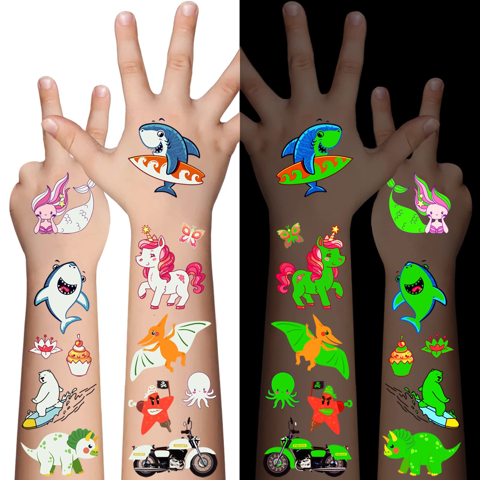 Awinmay butterfly glow tattoo glows in the dark for playful party fun