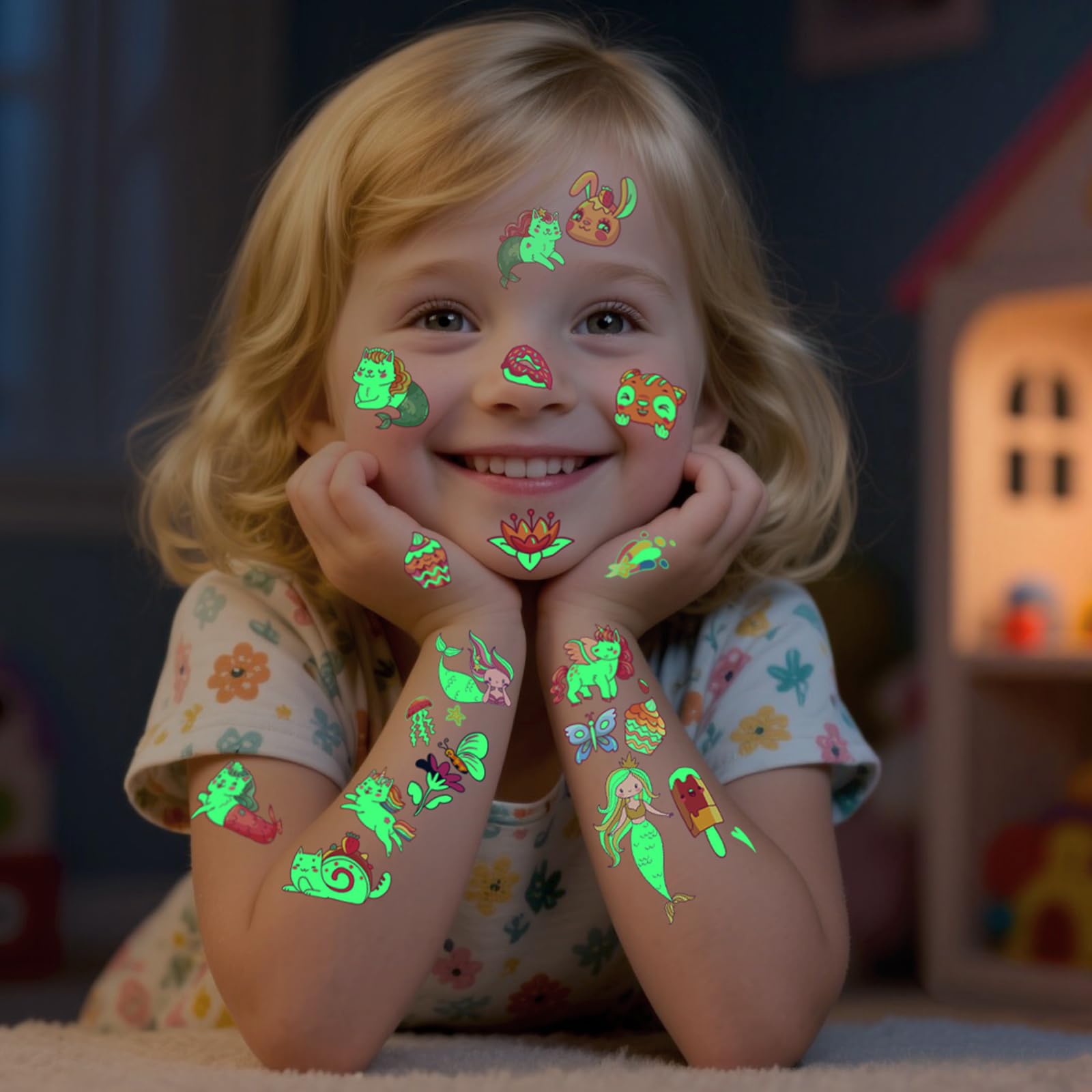 Awinmay dinosaur glow tattoo lights up night time activities and learning games