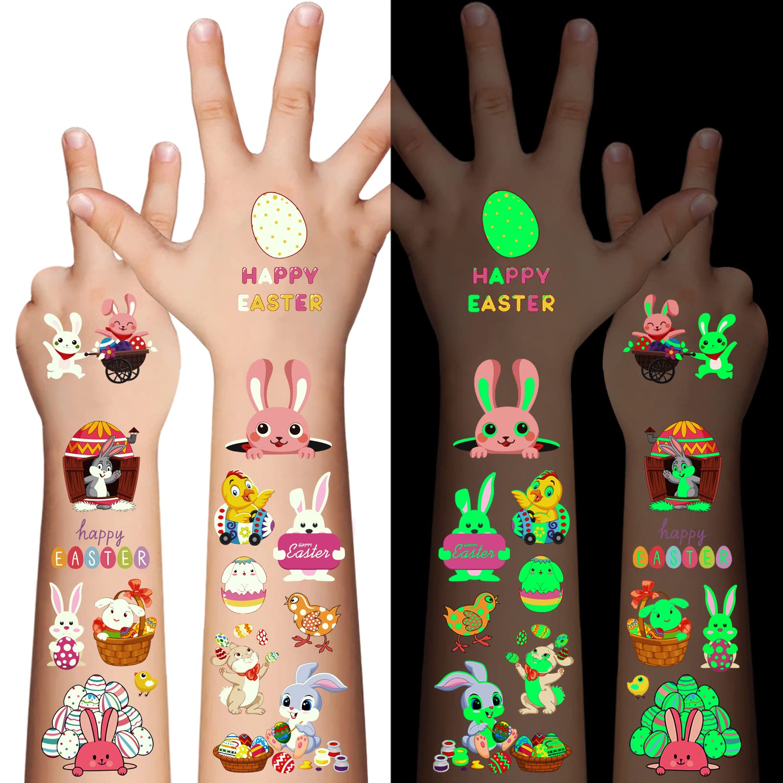 AWINMAY Easter tattoos sheets for kids' party fun