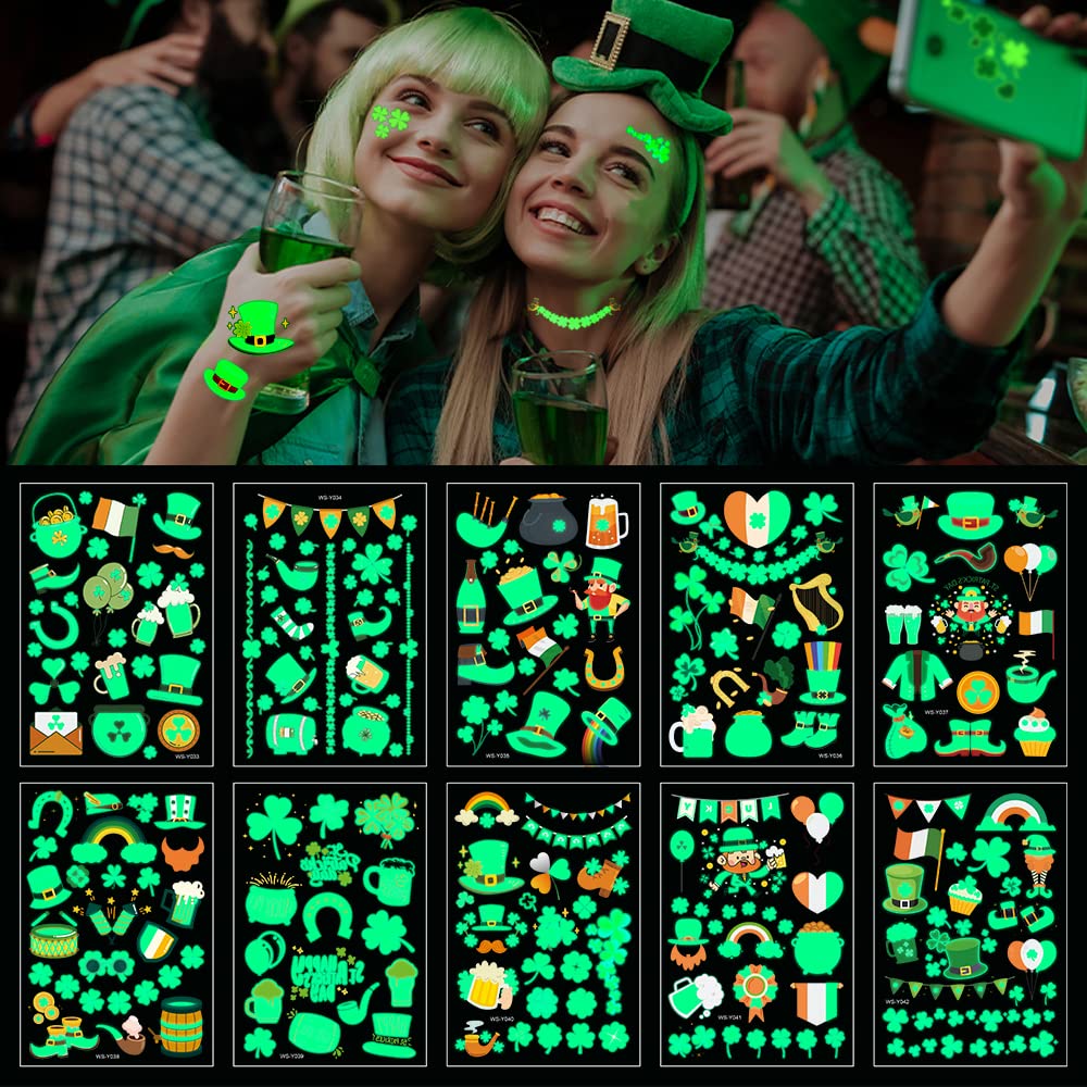 Tatuaje luminoso AWINMAY de herradura, estilo festivo