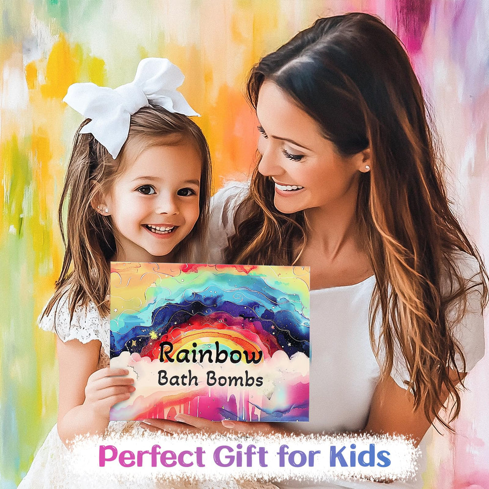 AWKUWA rainbow bath bombs packaging keeps colors protected for gifting.
