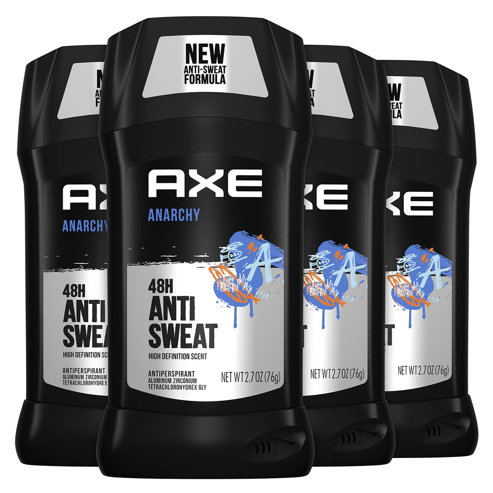 AXE Anarchy deodorant stick front view shows sleek design and bold scent.