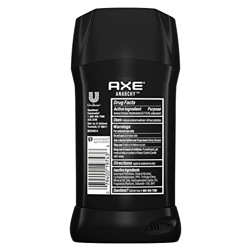 AXE Anarchy deodorant stick swirl reveals dark pomegranate sandalwood fragrance.