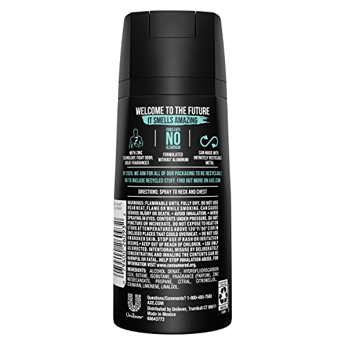 AXE Apollo spray applied on chest for quick odor protection.
