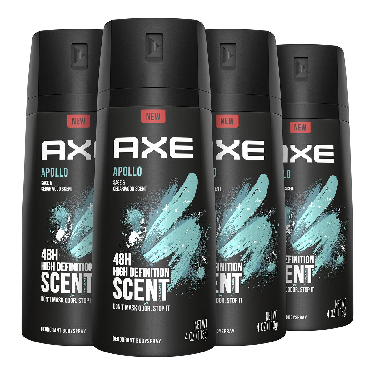AXE Apollo body spray bottle with sage and cedarwood for all-day freshness.