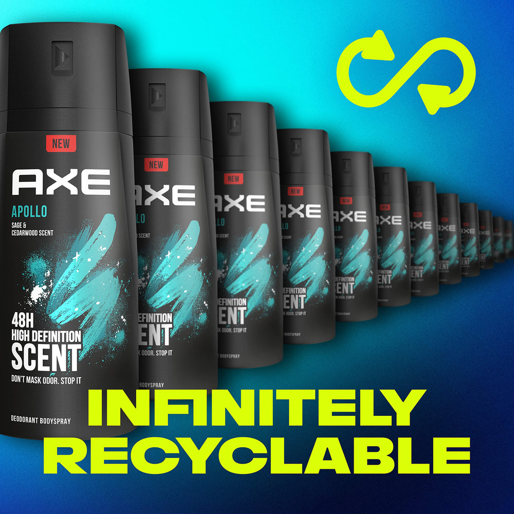 Shake, twist, and spray AXE Apollo on chest for refreshing boost.
