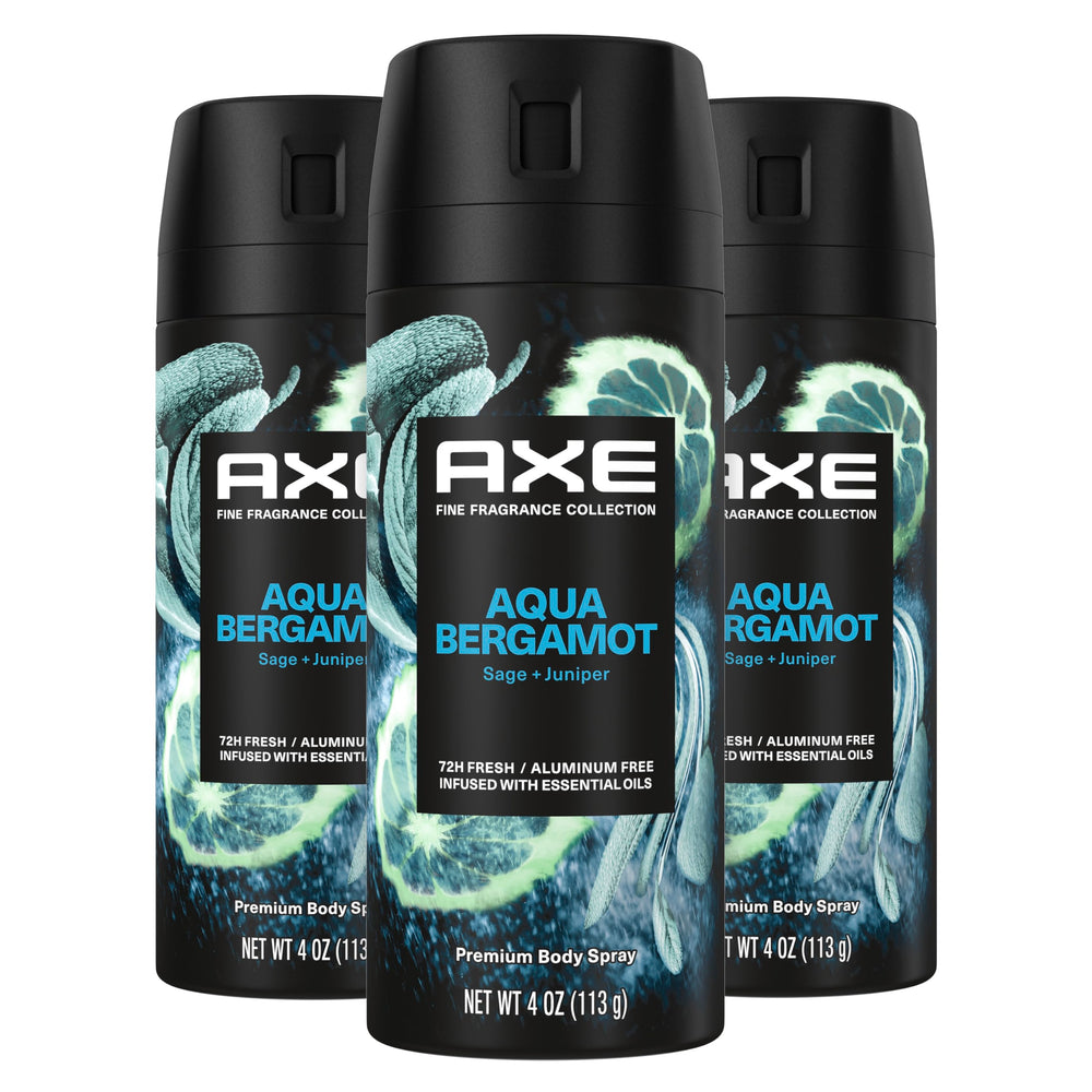 AXE Aqua Bergamot deodorant spray bottle for long lasting freshness and confidence