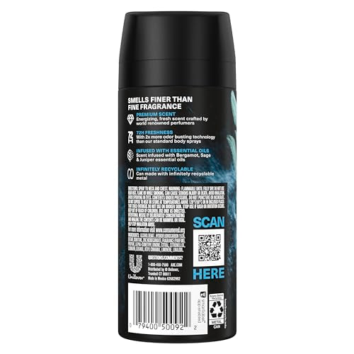 AXE Aqua Bergamot deodorant spray mist delivers instant freshness and aroma