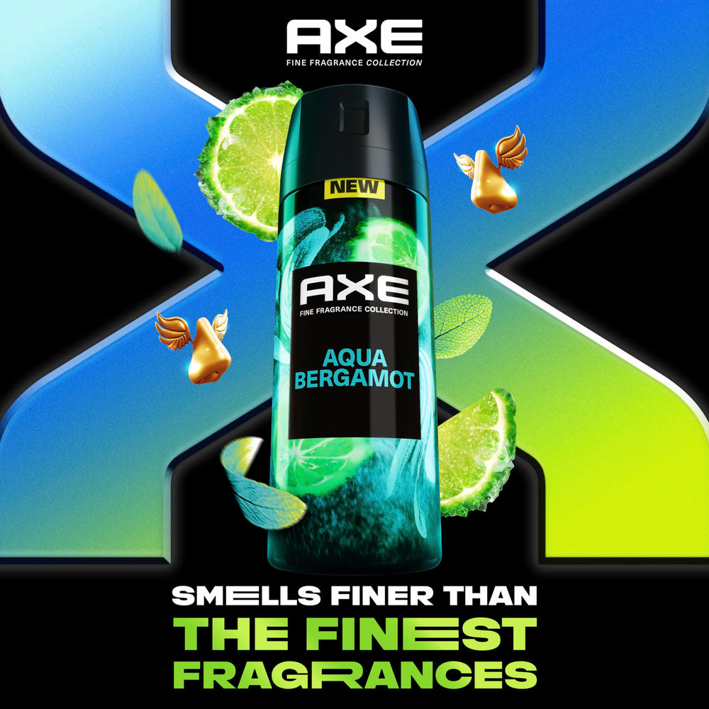 AXE Aqua Bergamot deodorant spray underarm application for quick refresh