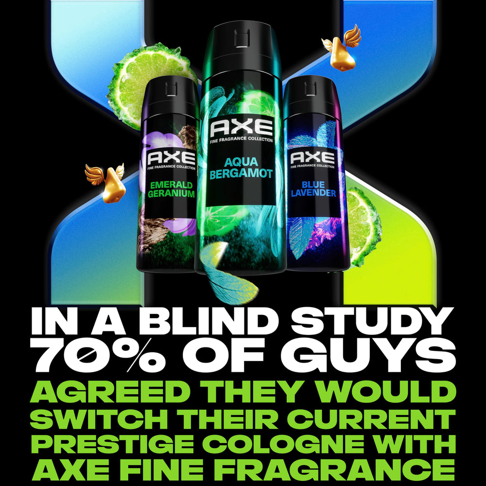 AXE Aqua Bergamot bottle held in hand for on-the-go use