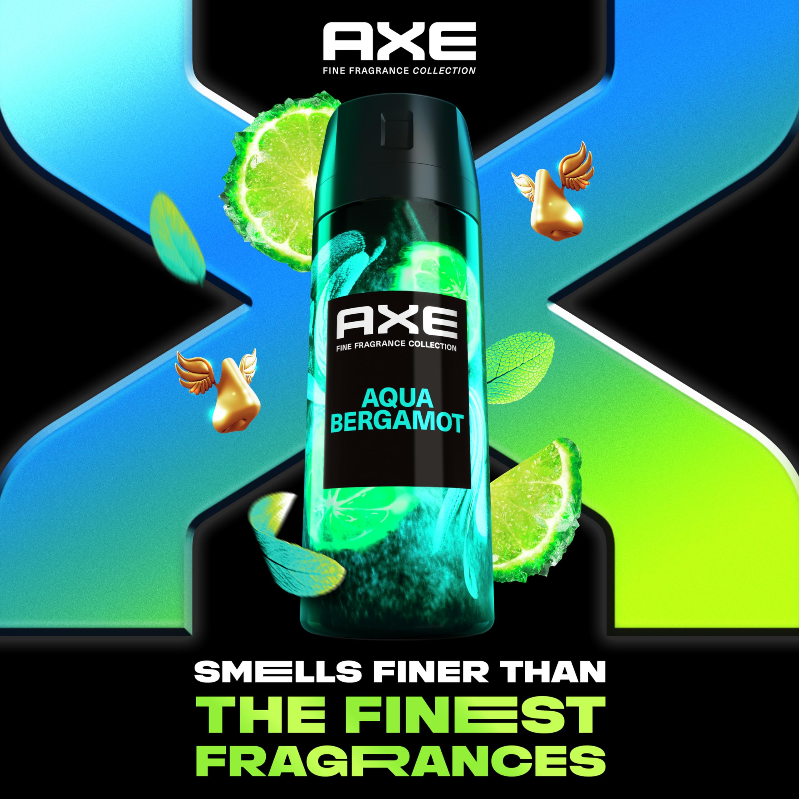 Applying AXE Aqua Bergamot spray for quick refresh