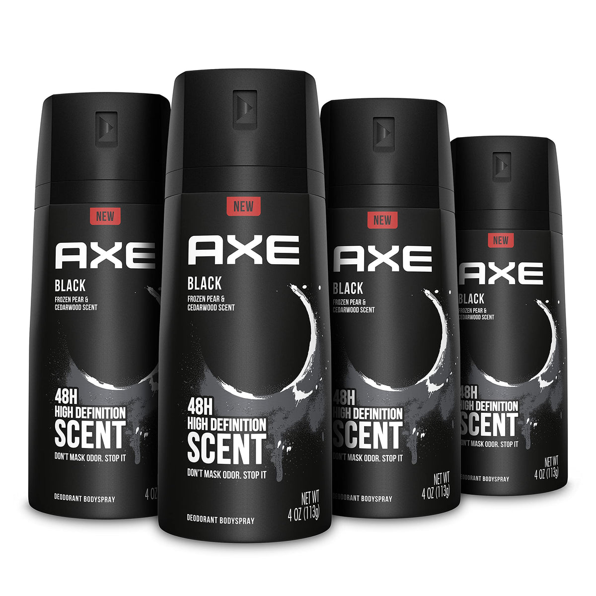 AXE Black desodorante, botella vertida, aroma fresco y protección duradera.