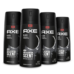 AXE Black desodorante, botella vertida, aroma fresco y protección duradera.