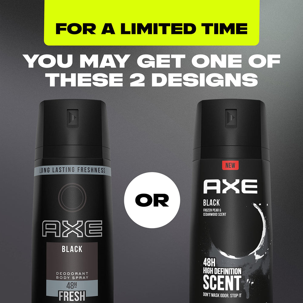 AXE Black desodorante, fragancia pera congelada para un aroma sutil y fresco.