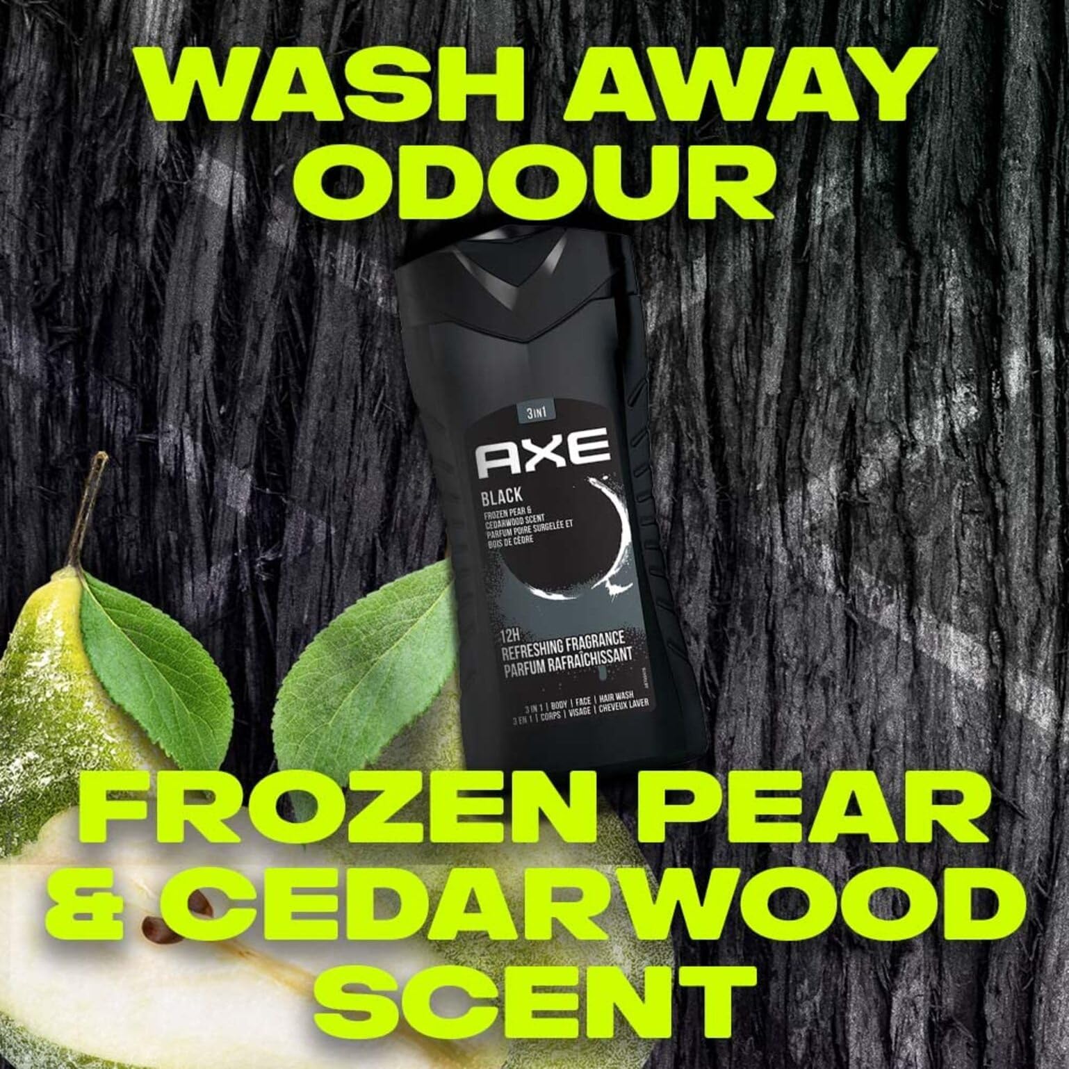 AXE Black face-wash rinse leaves a refreshed, non-stripping feel.