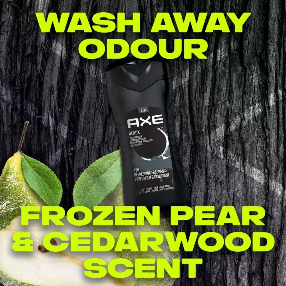 AXE Black face-wash rinse leaves a refreshed, non-stripping feel.