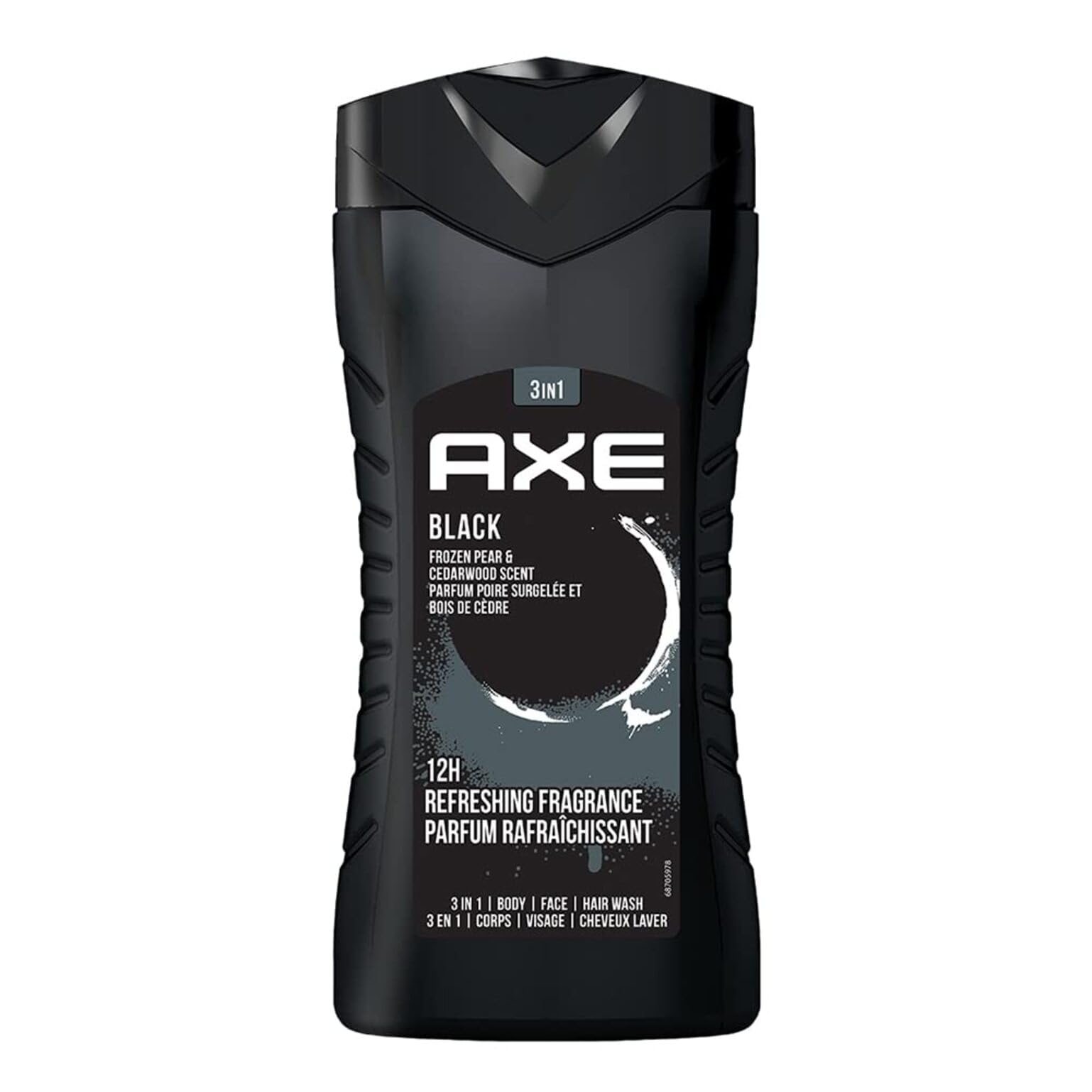 AXE Black bottle front view highlights 3-in-1 convenience for daily grooming.