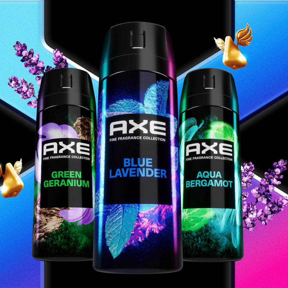 AXE Blue Lavender line-art packaging representing sleek branding.