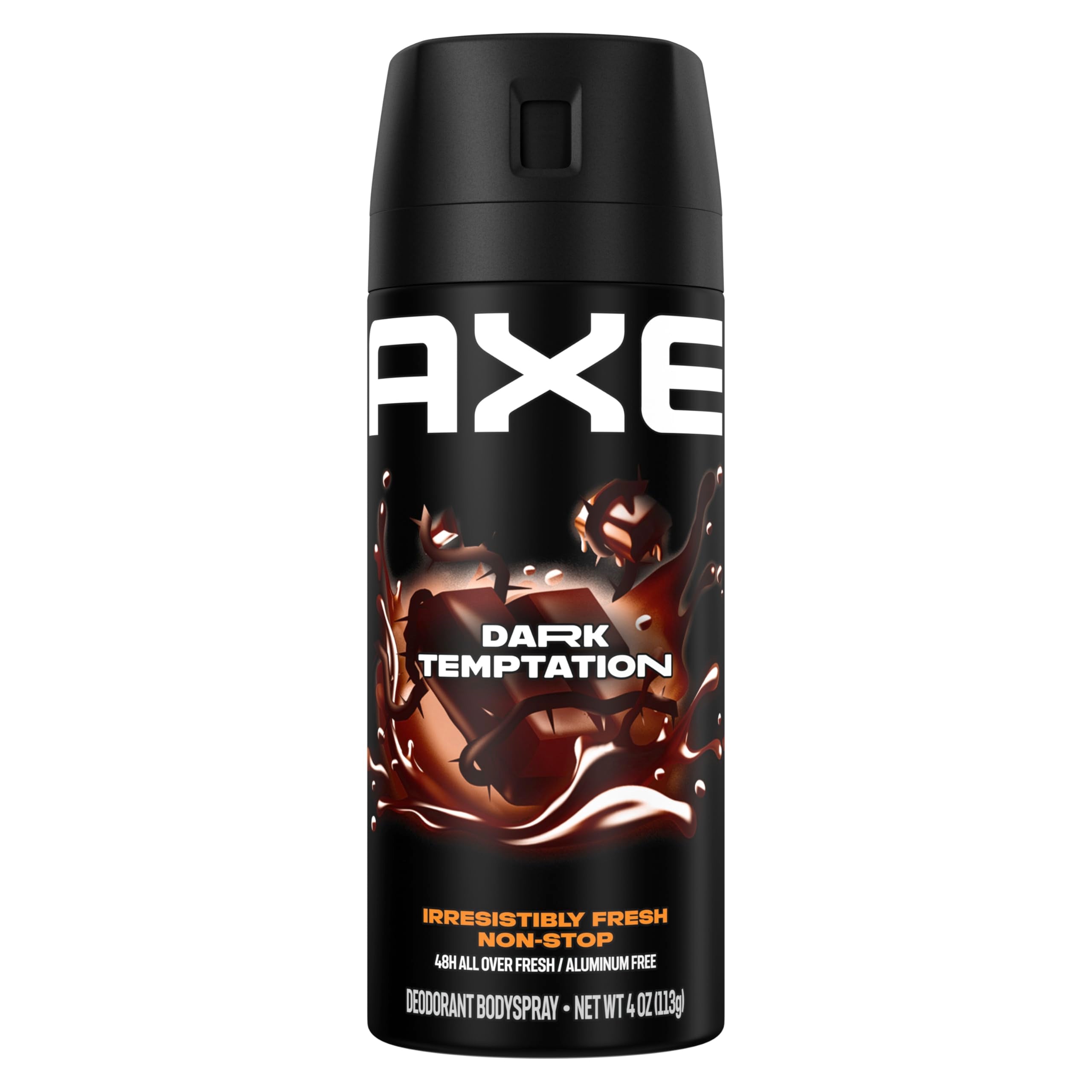 AXE Dark Temptation 4 oz body spray bottle for all-day freshness
