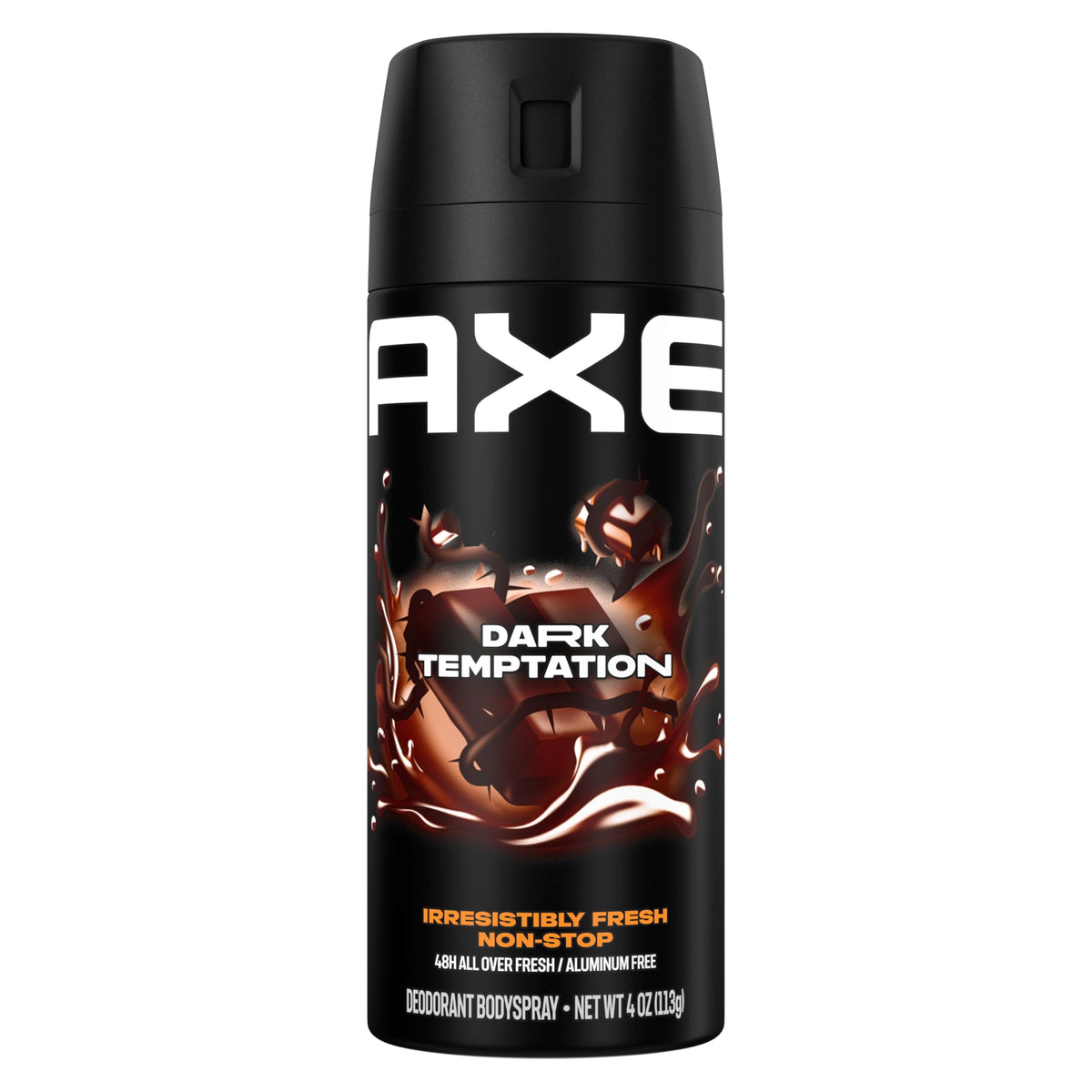 AXE Dark Temptation 4 oz body spray bottle for all-day freshness