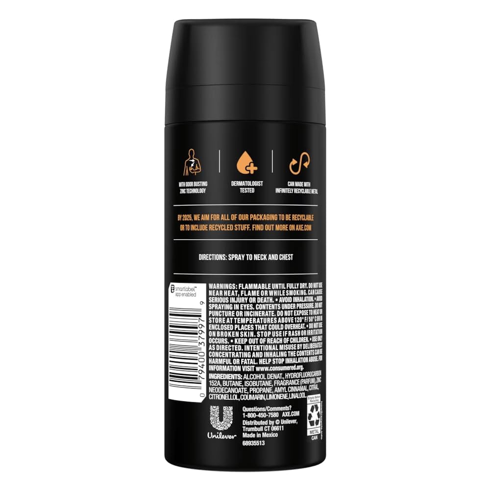 Close-up of AXE Dark Temptation Bodyspray can, bold scent for night-out confidence.