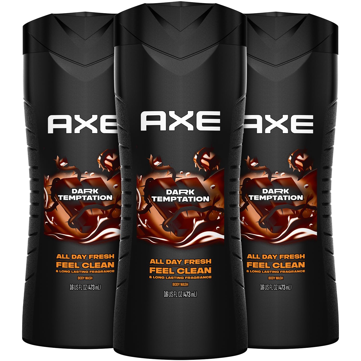 AXE Dark Temptation bottle close-up for everyday refresh and confident start.